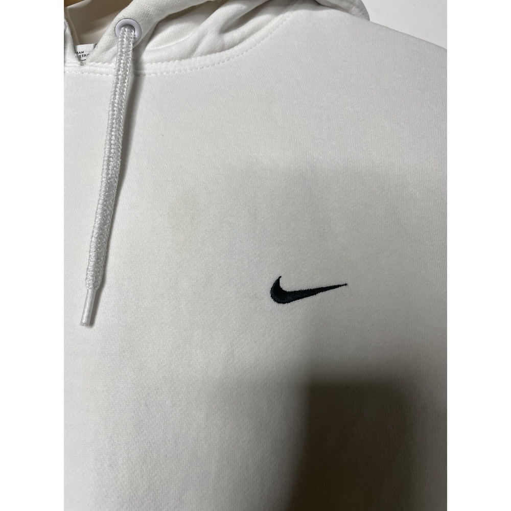 Nike Pullover Hoodie Size Large White‎ Logo Embroidered Drawstring Athletic - Picture 3 of 10